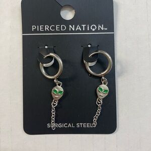 Spencer's Silver Dangle Alien Earrings